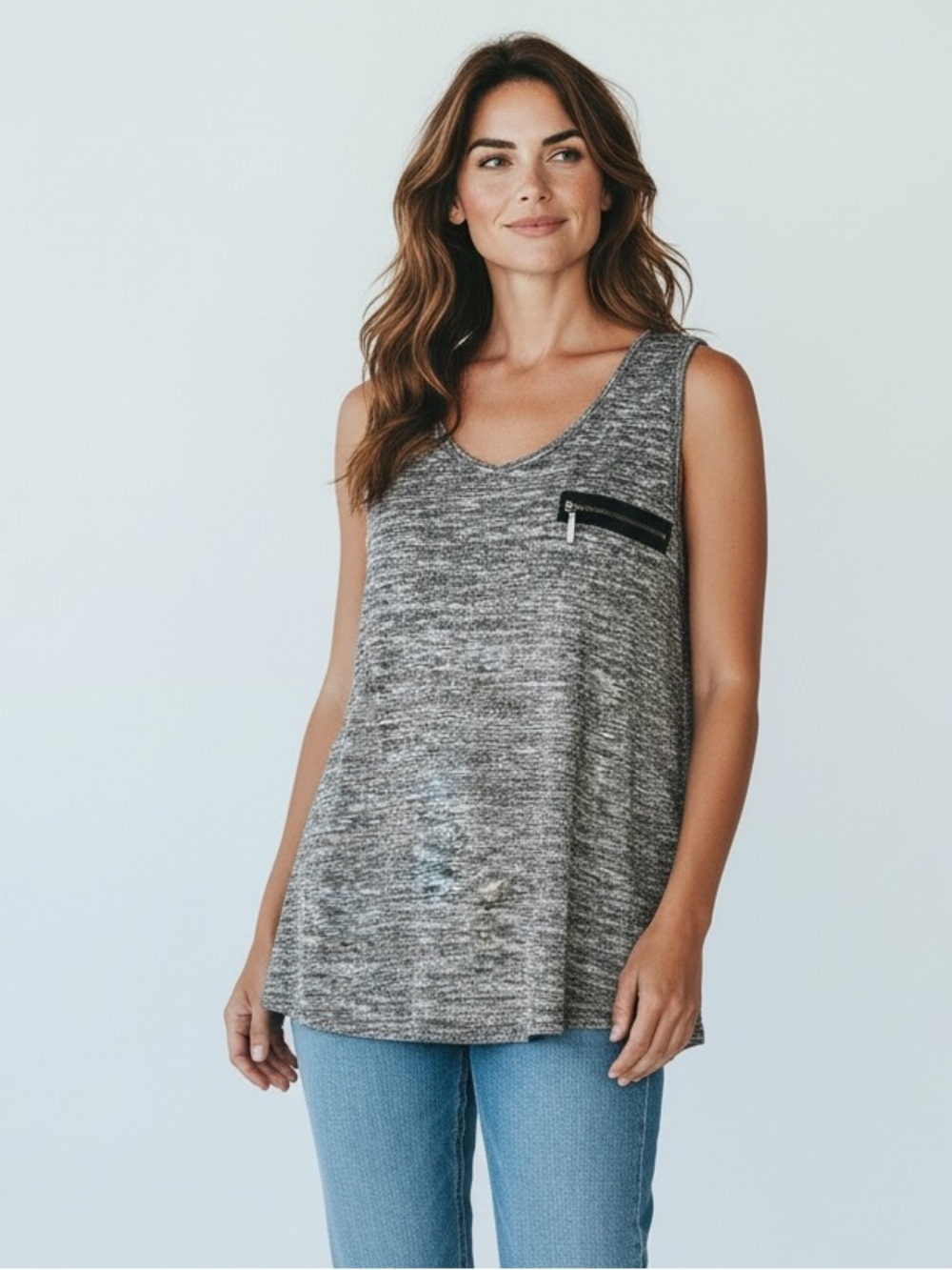 2/$30 Lane Bryant Marbled Gray Black and Gold  Sleeveless Tank Blouse Tunic